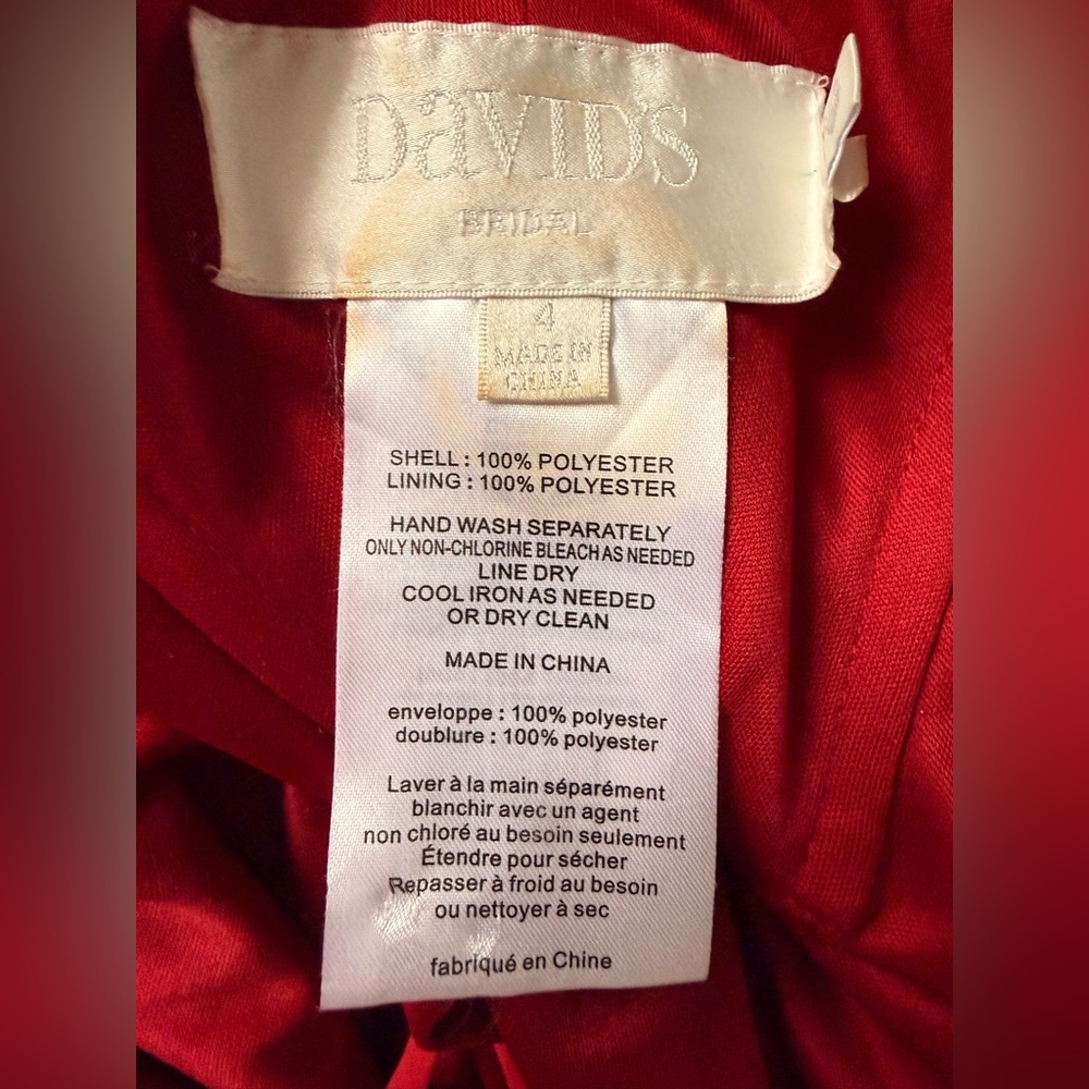 David’s Bridal Red dress size 4 Prom Maxi evening party ball gown straps wrap - Picture 12 of 12
